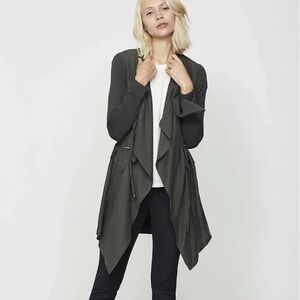 RENUAR | Long Line Drape Front Utility Jacket/Cardigan - Dark Green, Size M